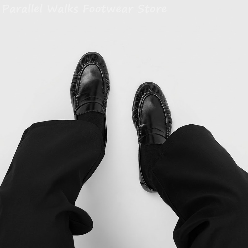 Men'S Shoes Smart - Mocassins plissés rétro pour hommes, chaussures